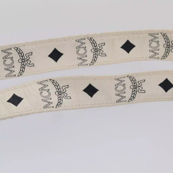 MCM Vicetos Logogram Shoulder Bag PVC Leather White Black gold Auth - Picture 8 of 16